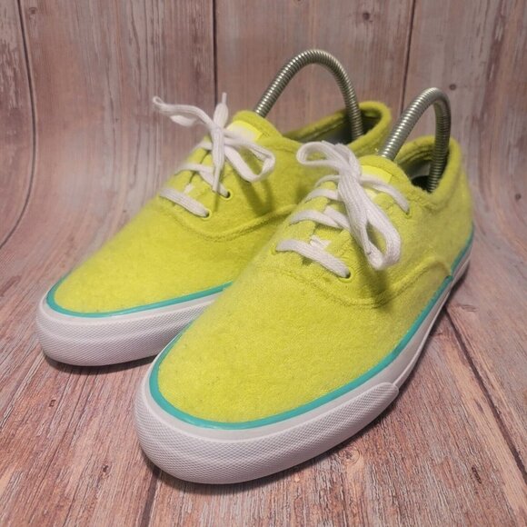 Keds Softerra Lace Up Neon Green Tennis Ball Material Sneakers Womens Size 8 - Picture 1 of 9